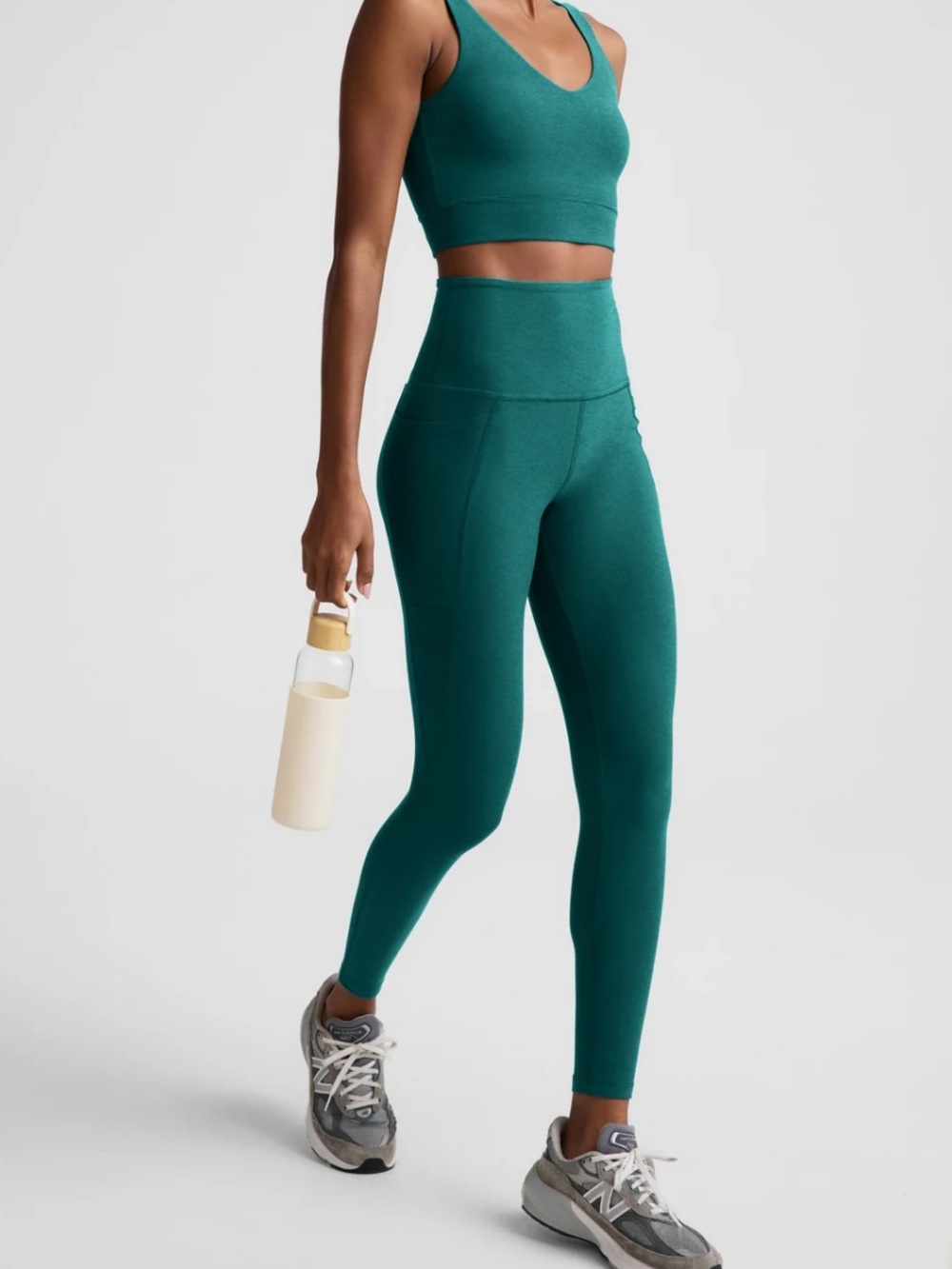 Beyond yoga Spacedye™ Out Of Pocket High Waisted Midi Legging teal size large